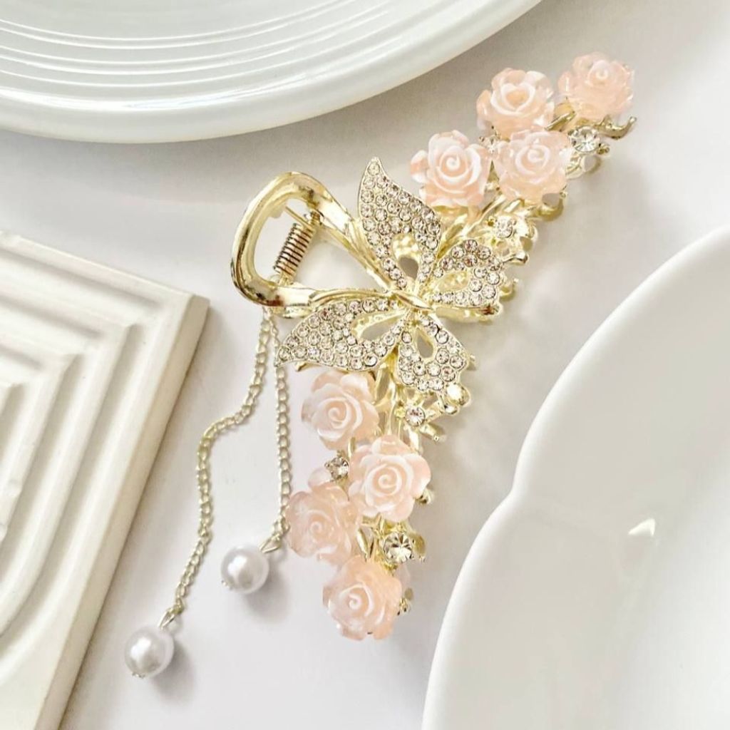 خرید اینترنتی کلیپس مجلسی فلزی پروانه و شکوفه