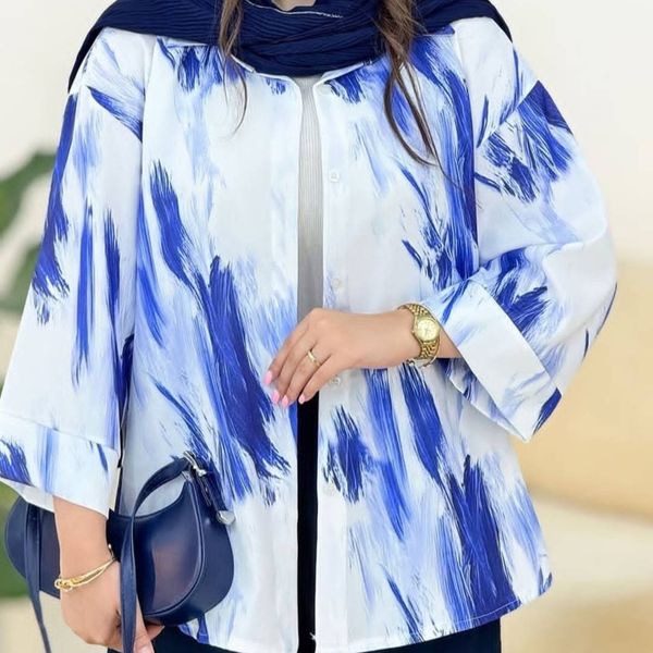 شومیز زنانه بوگاتی طرح آبرنگی جیب نما