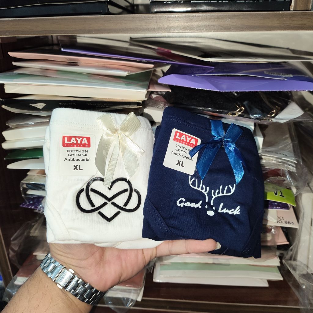 خرید اینترنتی قیمت شورت جلو پاپیون تصویری طرحدار Laya دو عددی ایکس لارج XL