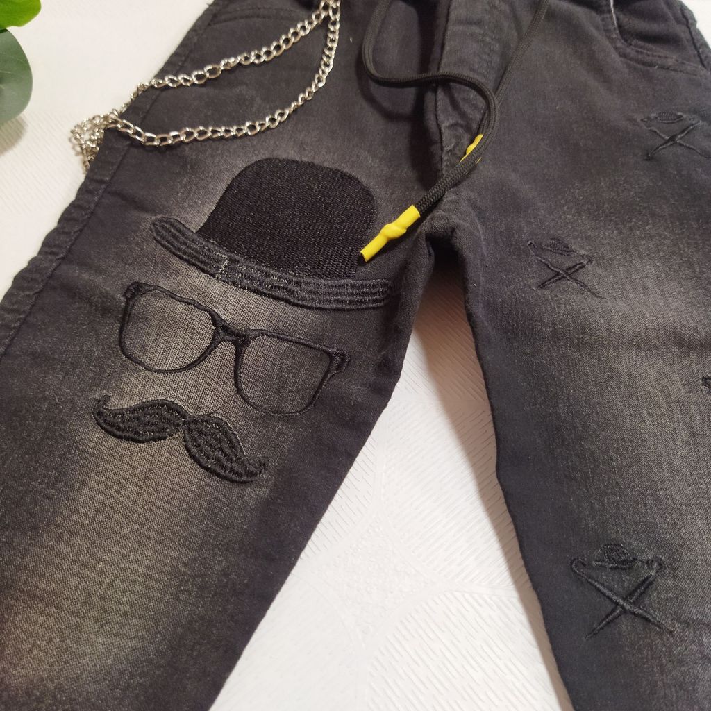 قیمت ارزان شلوار لی بچگانه پسرانه ذغال سنگی 