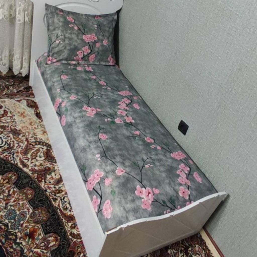 خرید آنلاین روتختی یک نفره زمینه طوسی گل صورتی روکش تشک یکنفره زمینه طوسی گل صورتی