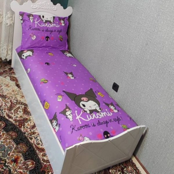 روتختی یک نفره دخترانه کرومی بنفش روکش تشک یکنفره کورومی بنفش kuromi