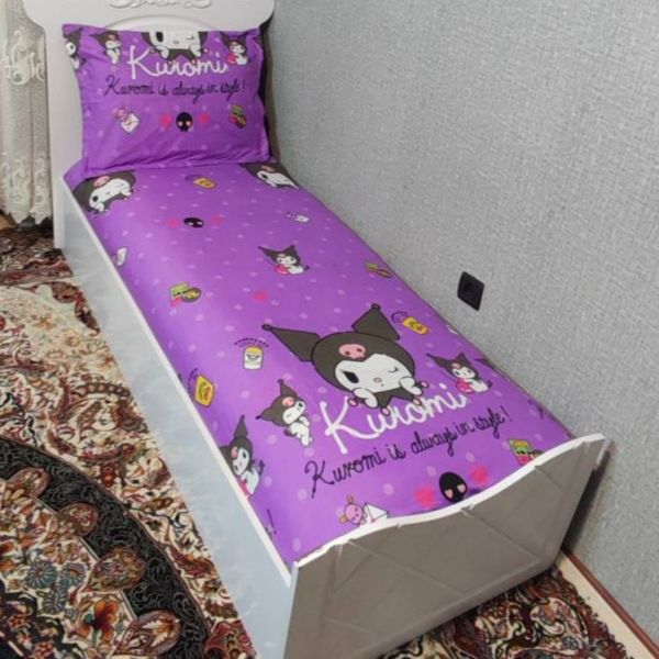 روتختی یک نفره دخترانه کرومی بنفش روکش تشک یکنفره کورومی بنفش kuromi