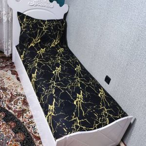 نیم ست روتختی یک نفره مشکی ماربل زرد روکش تشک یکنفره ماربل زرد سیاه