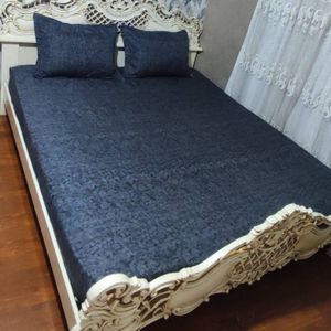 روکش تشک دونفره پتینه روتختی دونفره طرح پتینه مشکی طوسی زغال سنگی