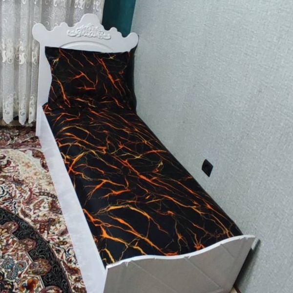 روتختی یکنفره ماربل مشکی نارنجی روکش تشک یکنفره سیاه نارنجی