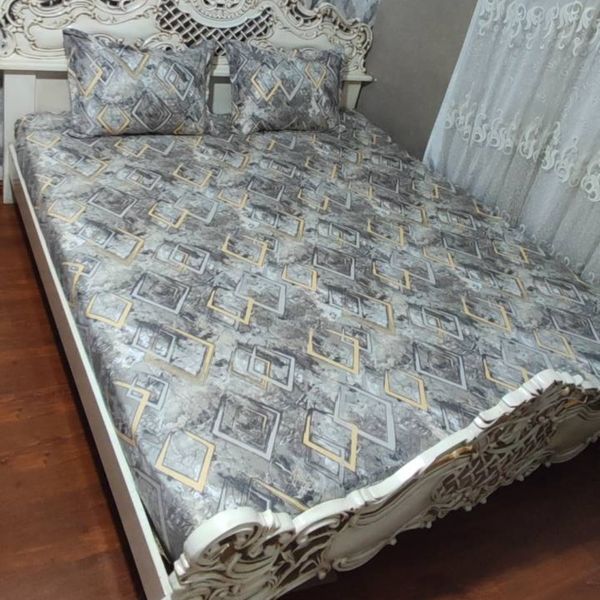 روتختی دونفره روکش تشک دونفره کرم قهوه ای ملحفه کش دار دونفره