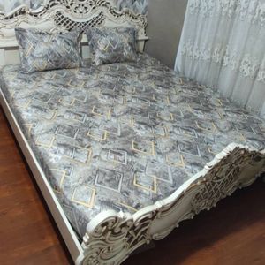 روتختی دونفره روکش تشک دونفره کرم قهوه ای ملحفه کش دار دونفره