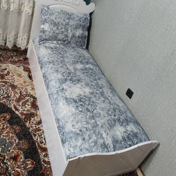 روتختی یکنفره سفید طوسی روکش تشک یکنفره با روبالش زیپ دار