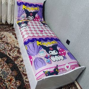 خرید اینترنتی روتختی یک نفره کرومی روتختی kuromi روکش تشک دخترانه کورومی