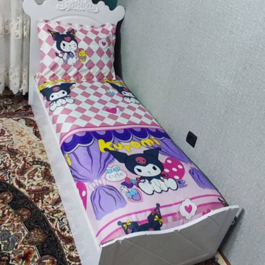 خرید انلاین روتختی یک نفره کرومی روتختی kuromi روکش تشک دخترانه کورومی