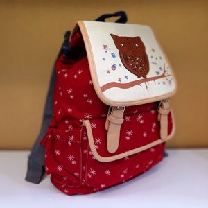 قیمت ارزان کوله پشتی مدل جغدی رنگ قرمز