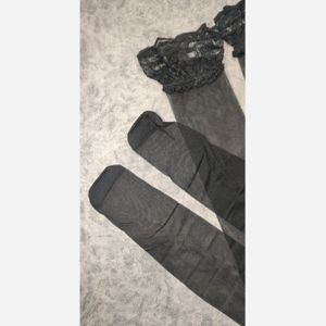خرید اینترنتی قیمت جوراب بالا زانو ژله ای شیشه ای رنگ مشکی