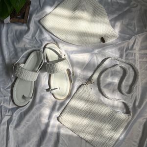 خرید انلاین ست کیف و کلاه و صندل صدف