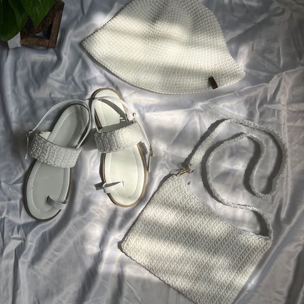 ست کیف و کلاه و صندل مکرومه