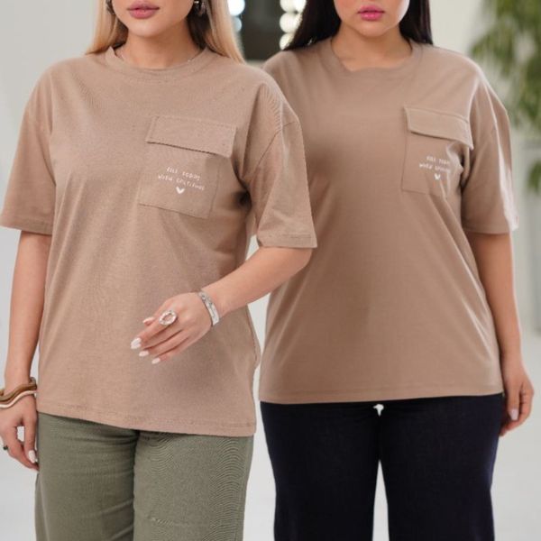 تیشرت جیب دار زنانه دو سایزی