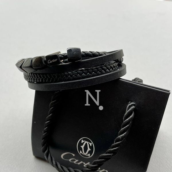 دستبند مردانه چرم مدل cartier