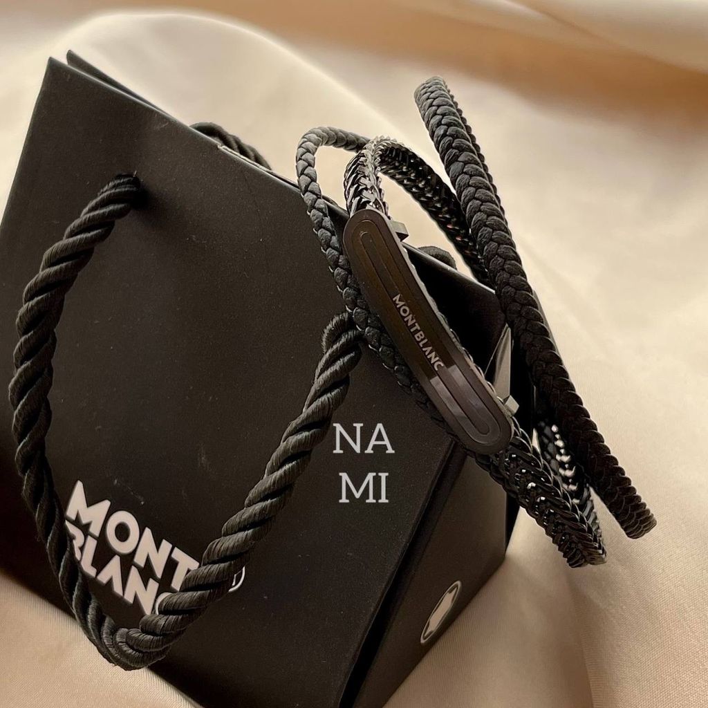 خرید اینترنتی دستبند مردانه چرم طرح montblanc