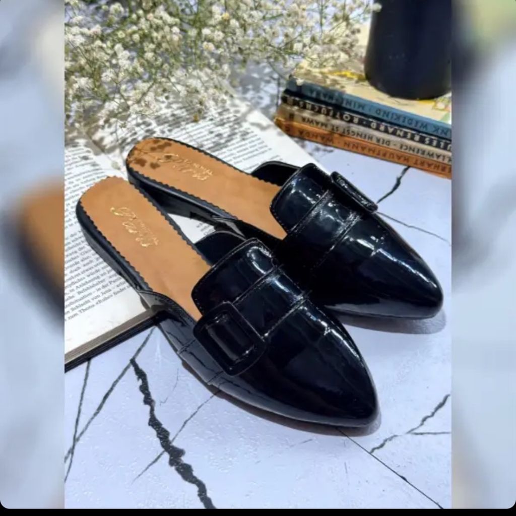 فروش اینترنتی اسلیپر جلوبسته کمربندی ورنی کد 0035