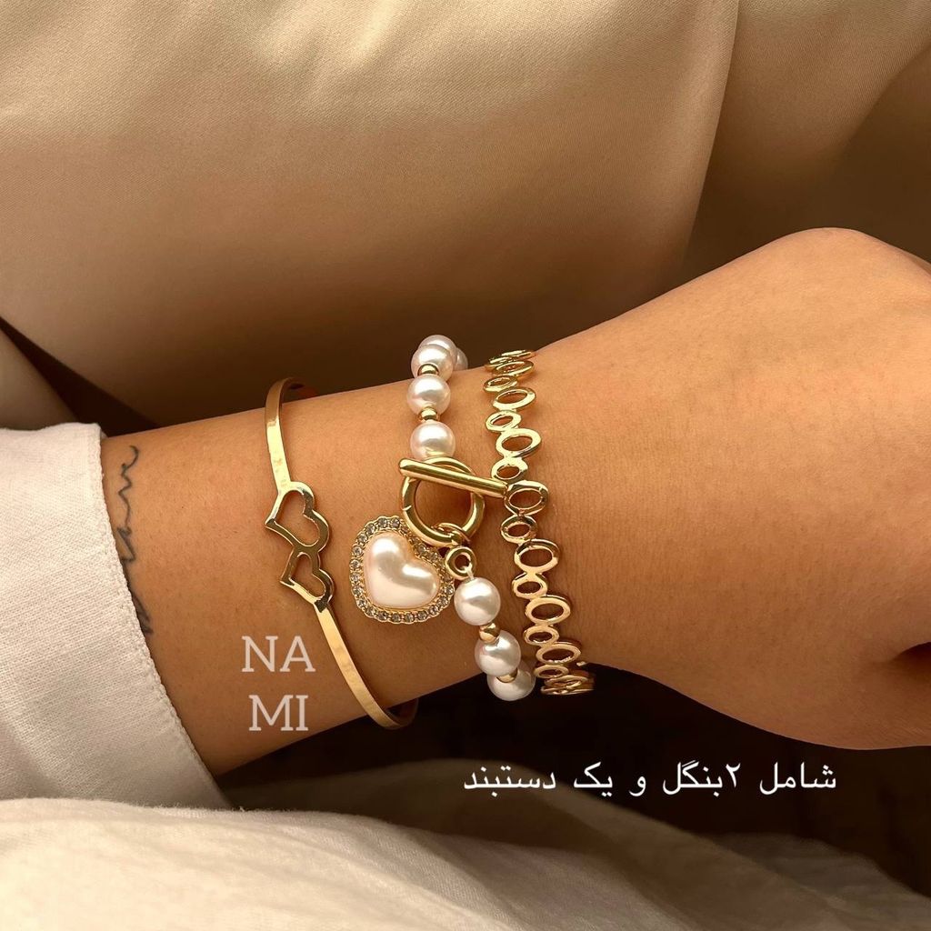 قیمت ارزان پک بنگل و دستبند 3 عددی زنانه 