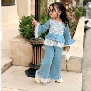 ست شومیز شلوار دخترانه عیدانه مناسب 2تا8 سال