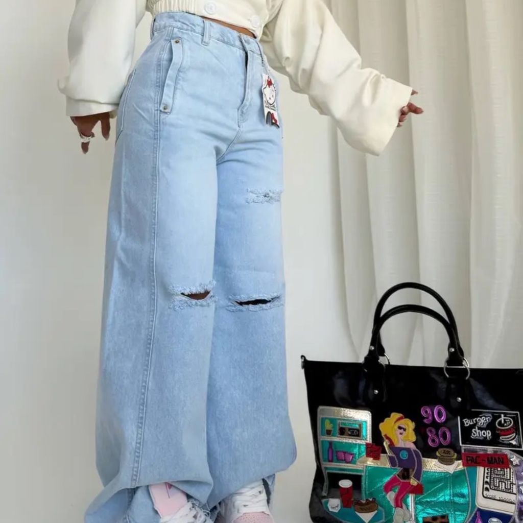 قیمت ارزان شلوار جین فول بگ کیتی kitty DENIM کد : 70691