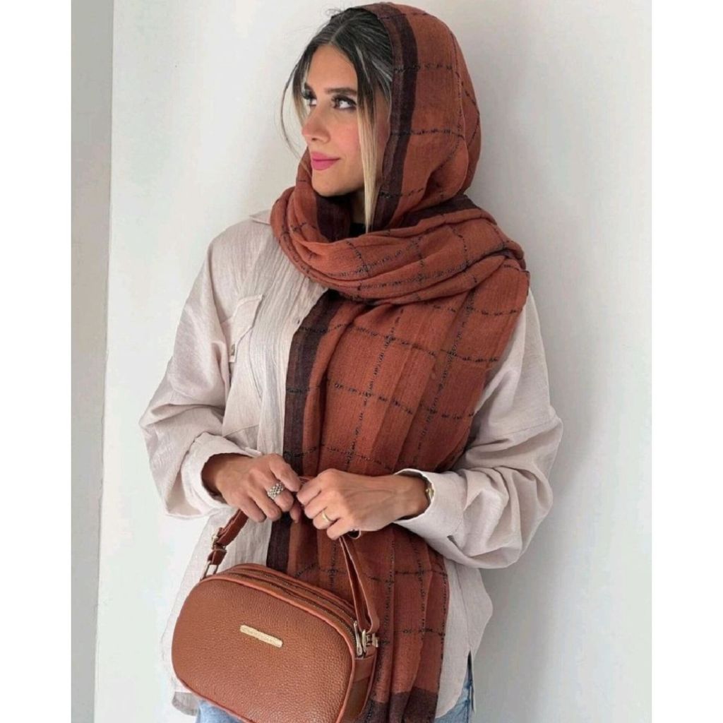 خرید اینترنتی شال نخی کنفی وول وارداتی