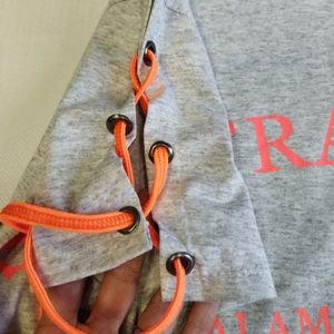 فروش اینترنتی ست تیشرت شلوار ملانژ خاکستری دخترانه