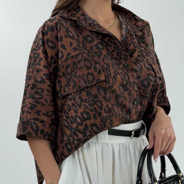 شومیز پلنگی نگینی کد 220644