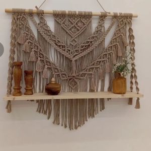 شلف چوبی مدرن مکرومه اویز