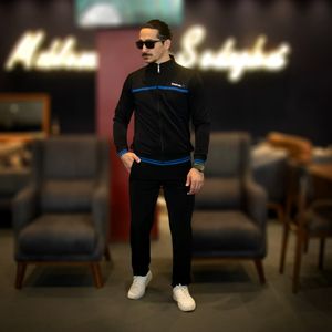 ست گرمکن شلوار ورزشی مردانه ریبوک مشکی با نوار آبی