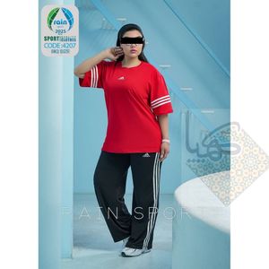 ست تیشرت شلوار بگ سایز بزرگ زنانه جنس نخ پنبه فری سایز