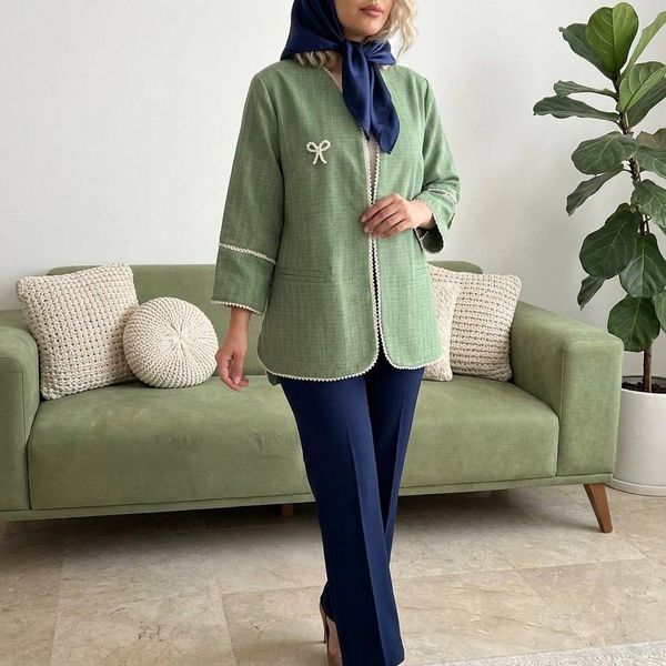 مانتو کتی صوفیا ژاکارد ( مروارید دوزی شده )