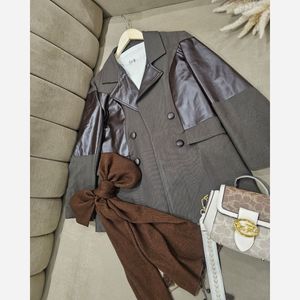 خرید اینترنتی پالتو کتی آستردار تا سایز 52 رنگ موکا