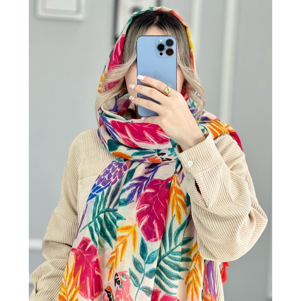 خرید اینترنتی شال نخ پنبه trf وارداتی آبرنگی