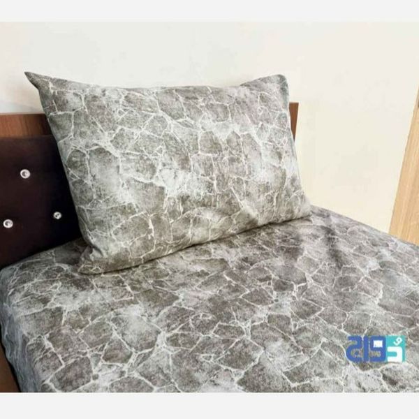 ملحفه کشدار تشک تک نفره ماربل (طوسی)