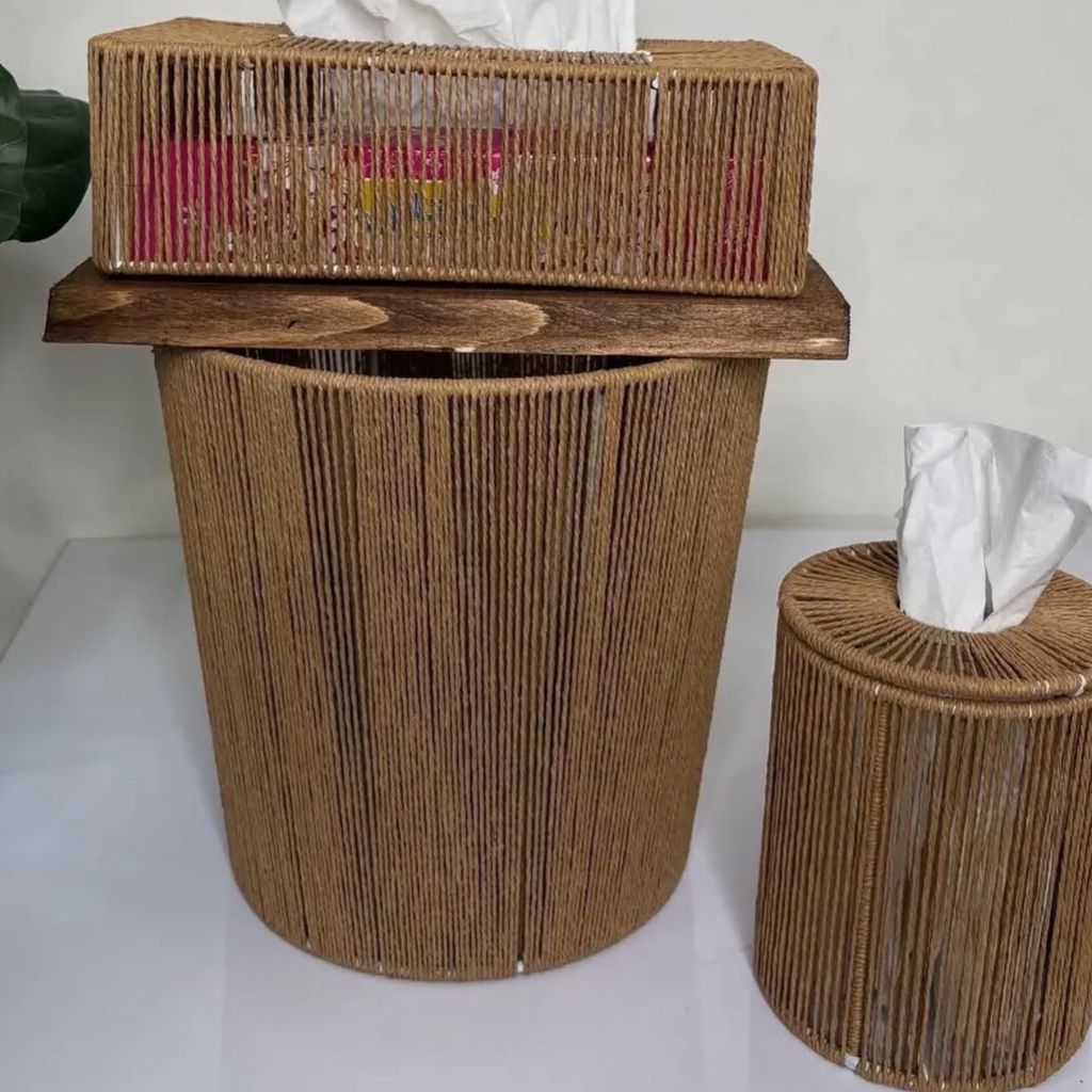 قیمت ارزان ست مکرومه بافی سه عددی رافیا
