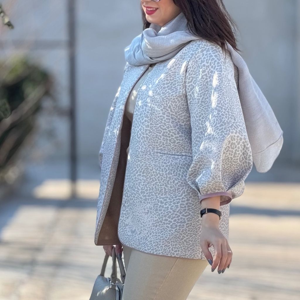 خرید آنلاین مانتو ژاکارد پلنگی