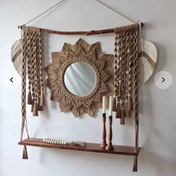 دیوارکوب ست با شلف و آینه مکرومه کاربردی