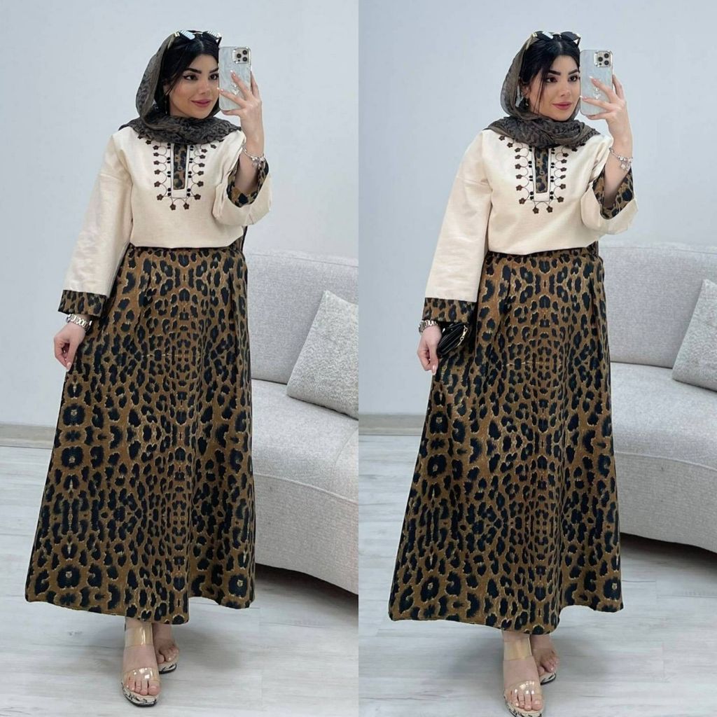 خرید اینترنتی شومیز دامن پلنگی