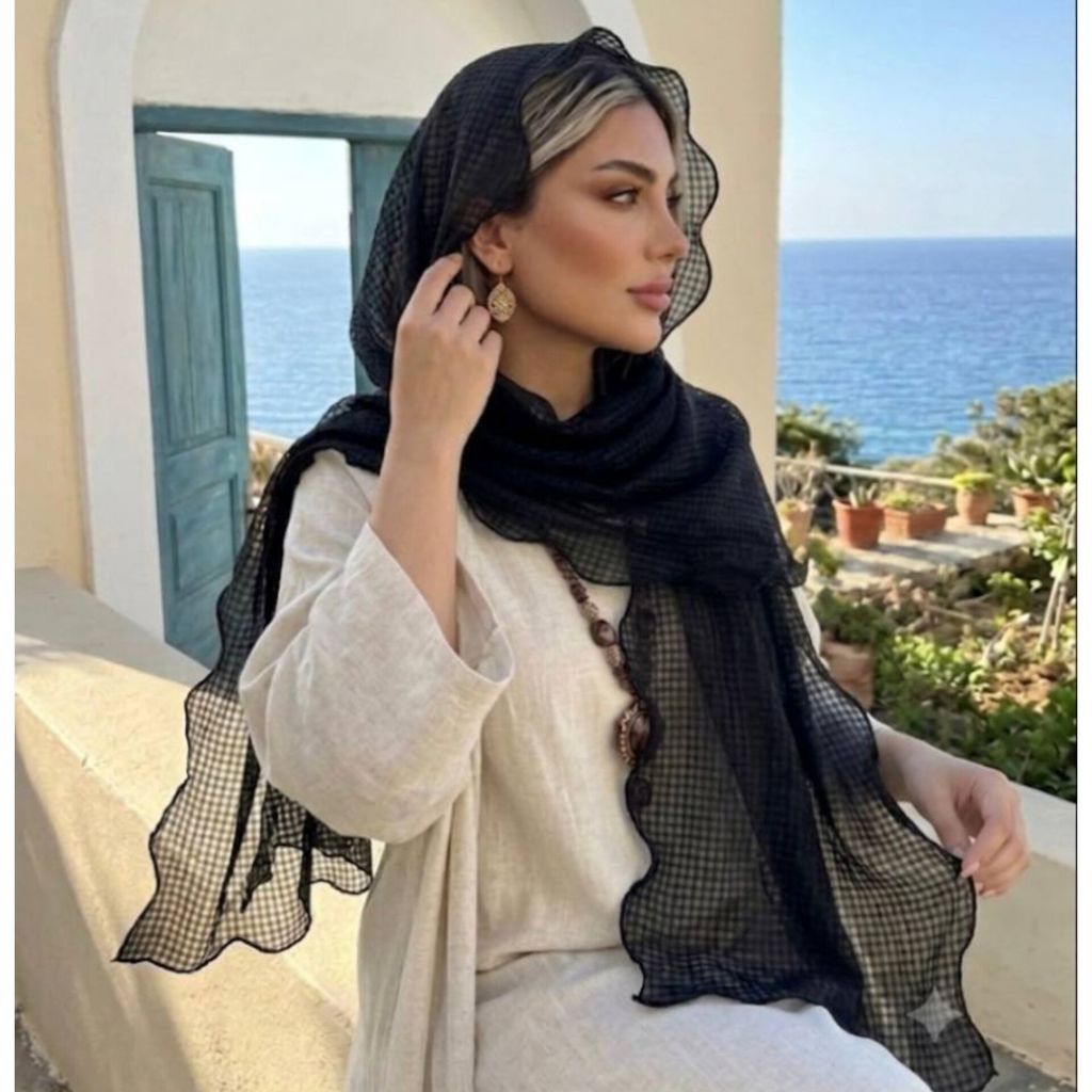 خرید اینترنتی شال حریر کنفی لبه دالبری