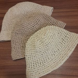 خرید اینترنتی کلاه دست بافت رافیا مدل باکت