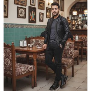 خرید اینترنتی قیمت پکیج کاپشن چرم مردانه مدل Artim  نیم بوت cat مردانه مدلRivari