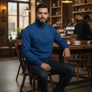 خرید اینترنتی قیمت دورس مردانه نیم زیپ مدل Behbod-آبی