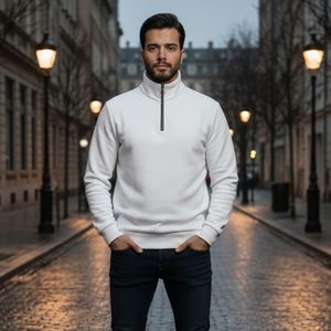 خرید اینترنتی دورس مردانه نیم زیپ مدل Behbod-سفید
