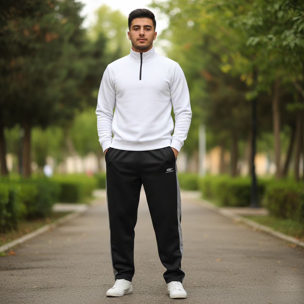 خرید اینترنتی قیمت پکیج ست مردانه دورس نیم زیپ و شلوار بنگال Mehrab