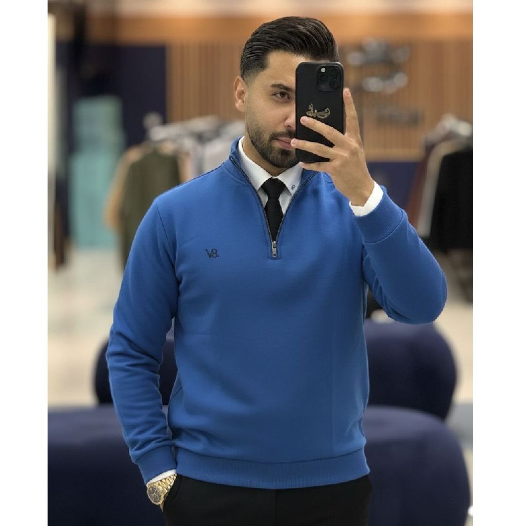 خرید اینترنتی قیمت پکیج دورس مردانه نیم زیپ مدل Behbod-آبی  پیراهن مردانه سفید VQ