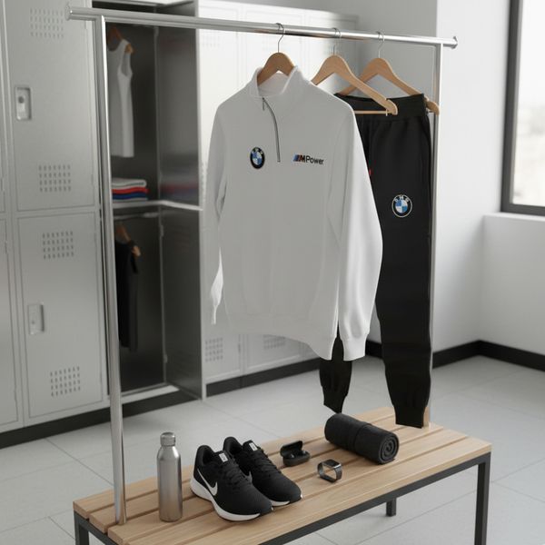 پکیج ست دورس و شلوار BMW مردانه طرح M Power  کفش ورزشی مردانه Nike مدل Tigo (مشکی زیره سفید)