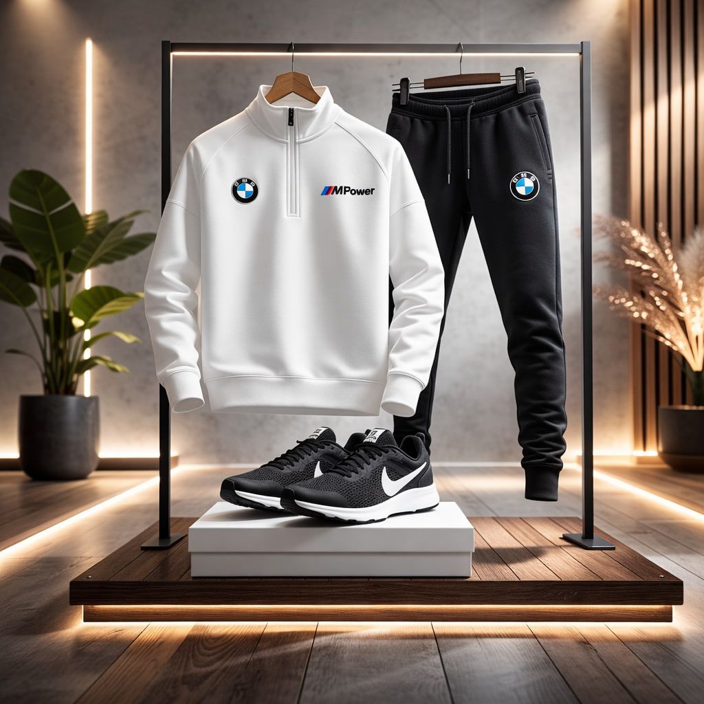 خرید اینترنتی قیمت پکیج ست دورس و شلوار BMW مردانه طرح M Power  کفش ورزشی مردانه Nike مدل Tigo (مشکی زیره سفید)