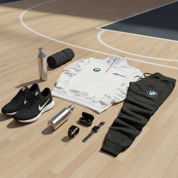 پکیج ست دورس و شلوار BMW مردانه طرح M Power  کفش ورزشی مردانه Nike مدل Tigo (مشکی زیره سفید)